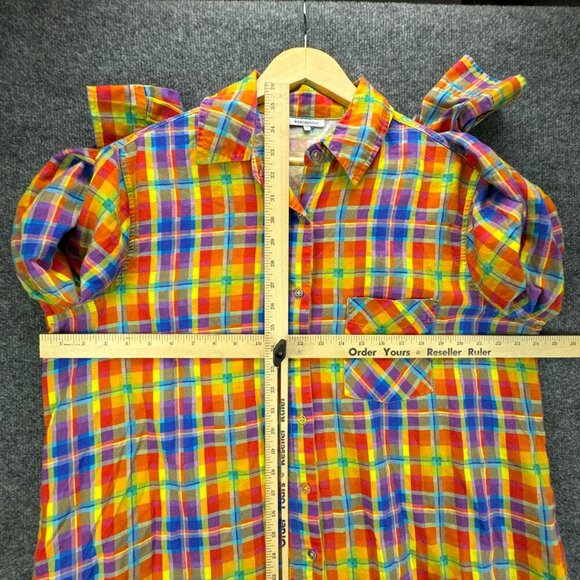 We Wore What Shirt Womens Medium Colorful Button Up Linen Blend Oversized Dad - Picture 9 of 16